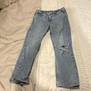 GAP cigarette high rise, straight jeans. Light wash.